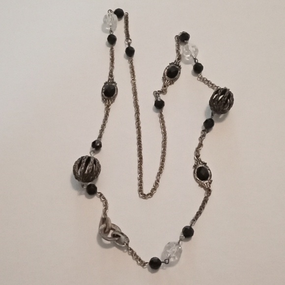 #801.   3 Piece Black, Silver And Gunmetal Necklace Bundle. - Picture 2 of 8